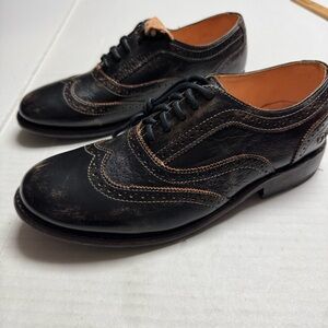 Bed Stu Lita Wingtip Oxford In Black Distressed Leather Size: 9 New W/o Box